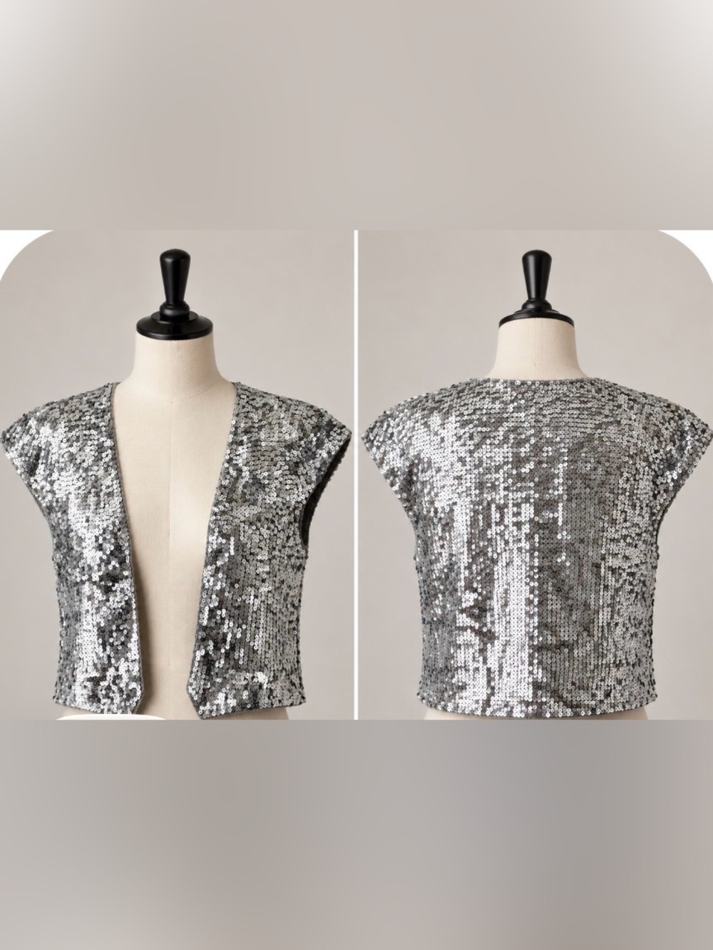 Silver Sequin Open Front Crop Jacket
#Cashmere
#Sequin